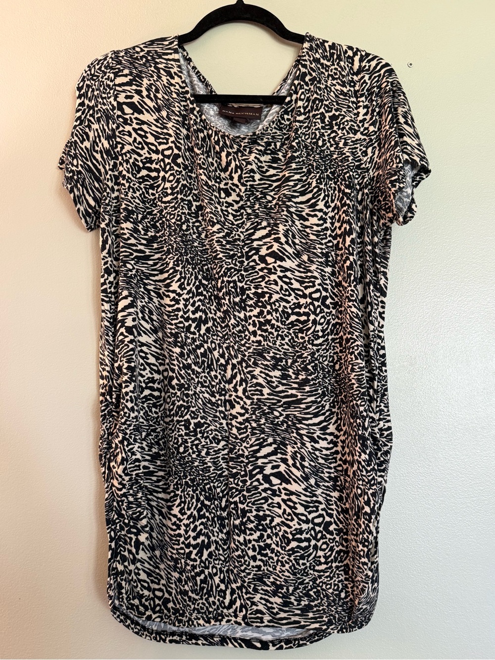 Dana Buchman Animal Leopard Print Tunic Short Sleeve Top Size XL
